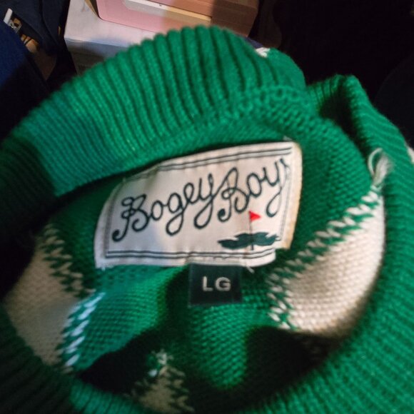 Bogey Boy Men's Diamond‎ Pattern Crewneck Sweater Golf Macklemore Square Large - Picture 7 of 8